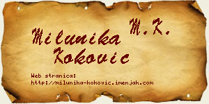 Milunika Koković vizit kartica